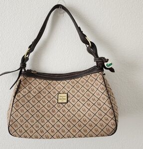 Dooney & Bourke Brown All Over Logo Shoulder Bag